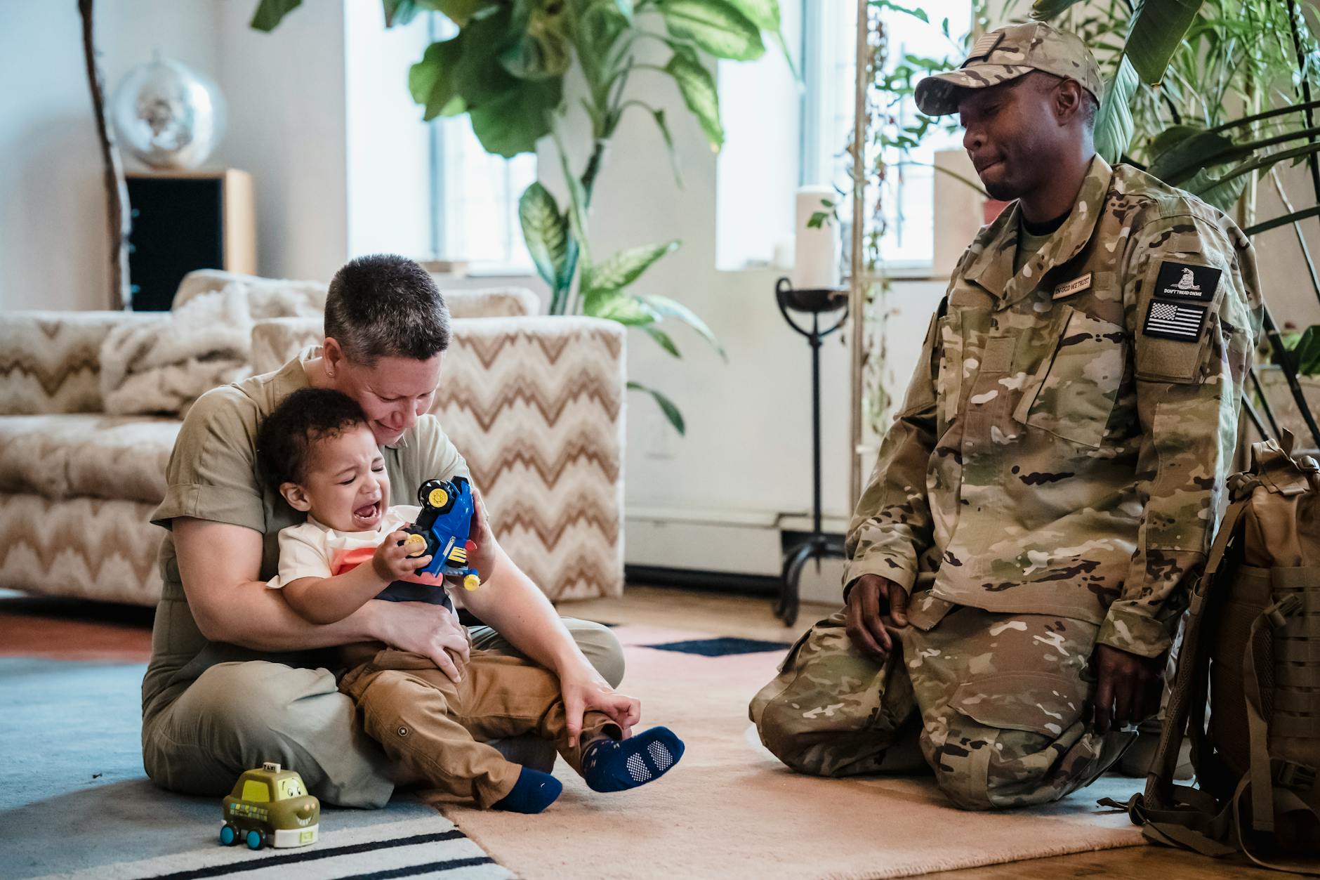 Military family spending quality time together